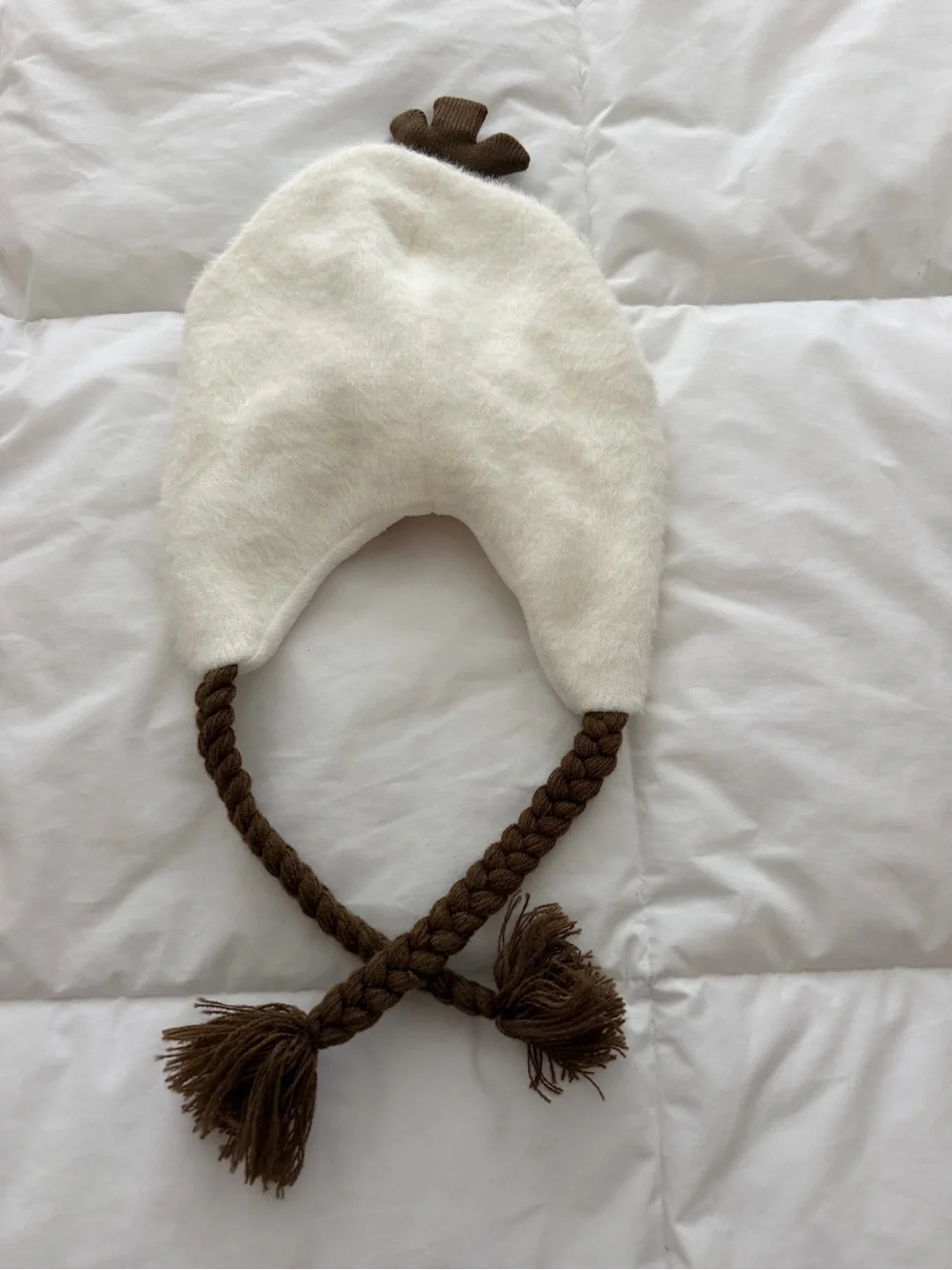 Kids White Snowman Character Knit Hat with Orange Nose
